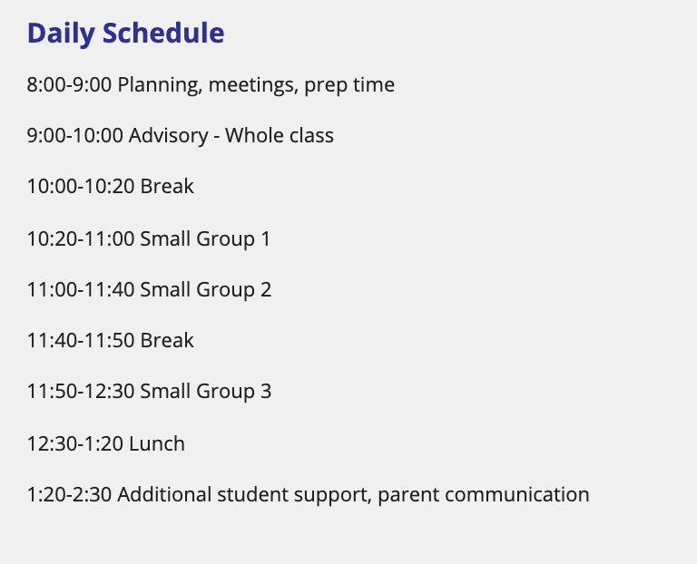 Daily Schedule